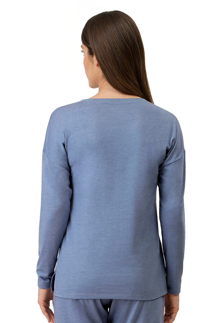 Cotton Blend Long Sleeves Sleep T-shirt - Tempest