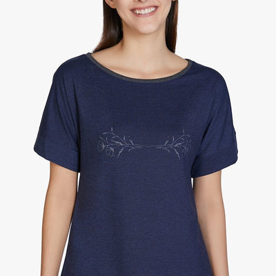 Cotton Blend Sleep T-shirt - Navy