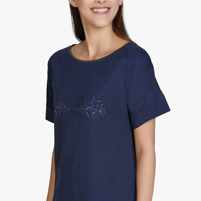 Cotton Blend Sleep T-shirt - Navy