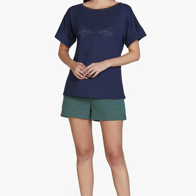 Cotton Blend Sleep T-shirt - Navy