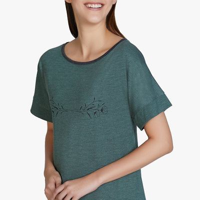 Cotton Blend Sleep T-shirt - Olive