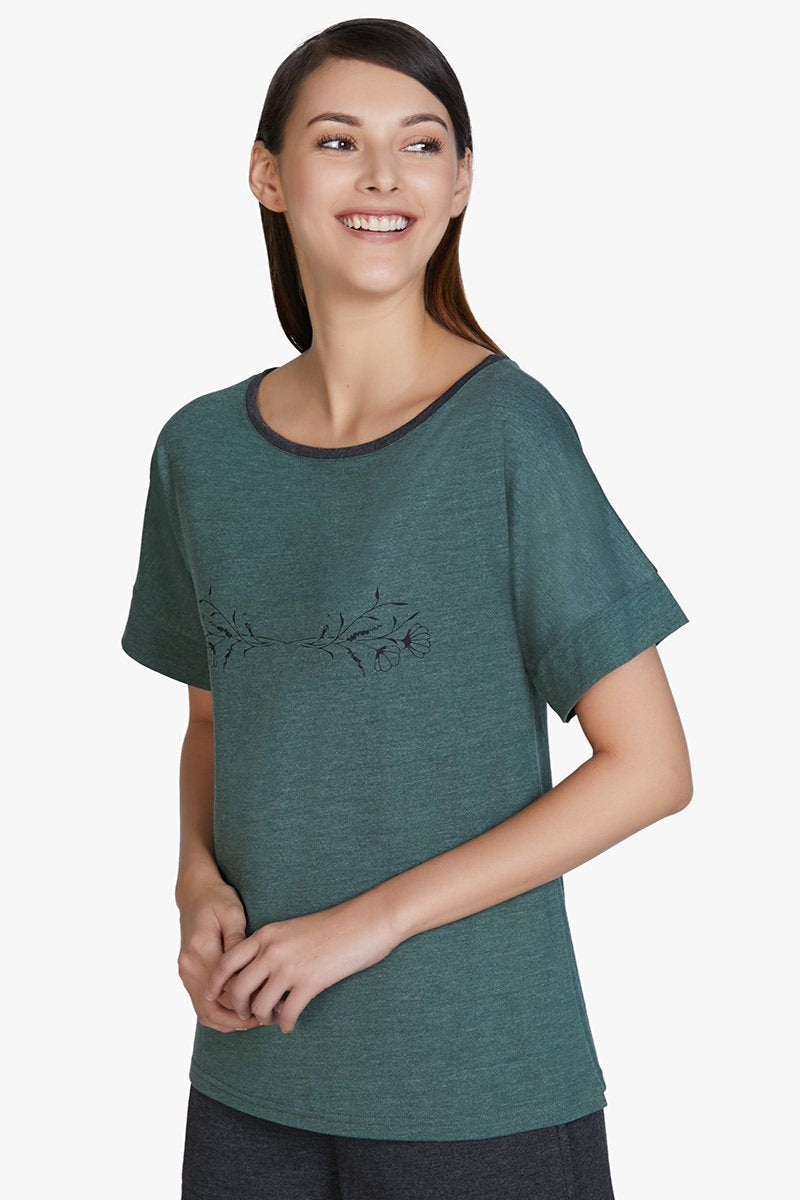 Cotton Blend Sleep T-shirt - Olive