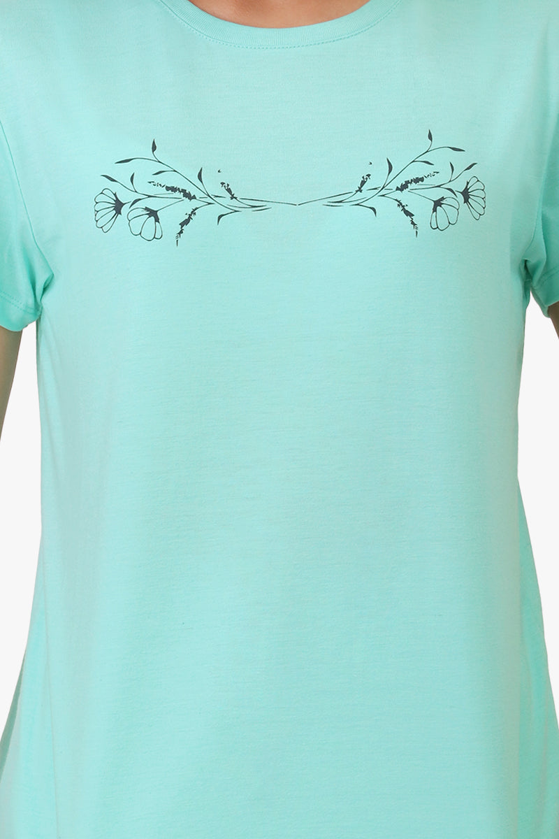 Cotton Blend Sleep T-shirt - Aruba Blue