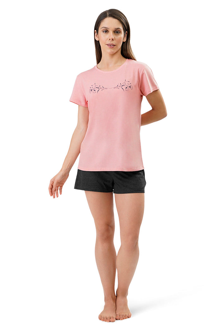 Cotton Blend Sleep T-shirt - Bridal Rose