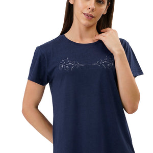 Cotton Blend Sleep T-shirt - Navy