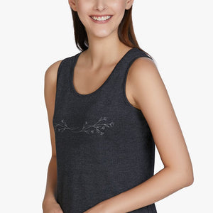 Cotton Blend Sleep Tank Top - Charcoal