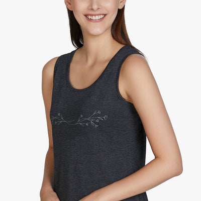 Cotton Blend Sleep Tank Top - Charcoal