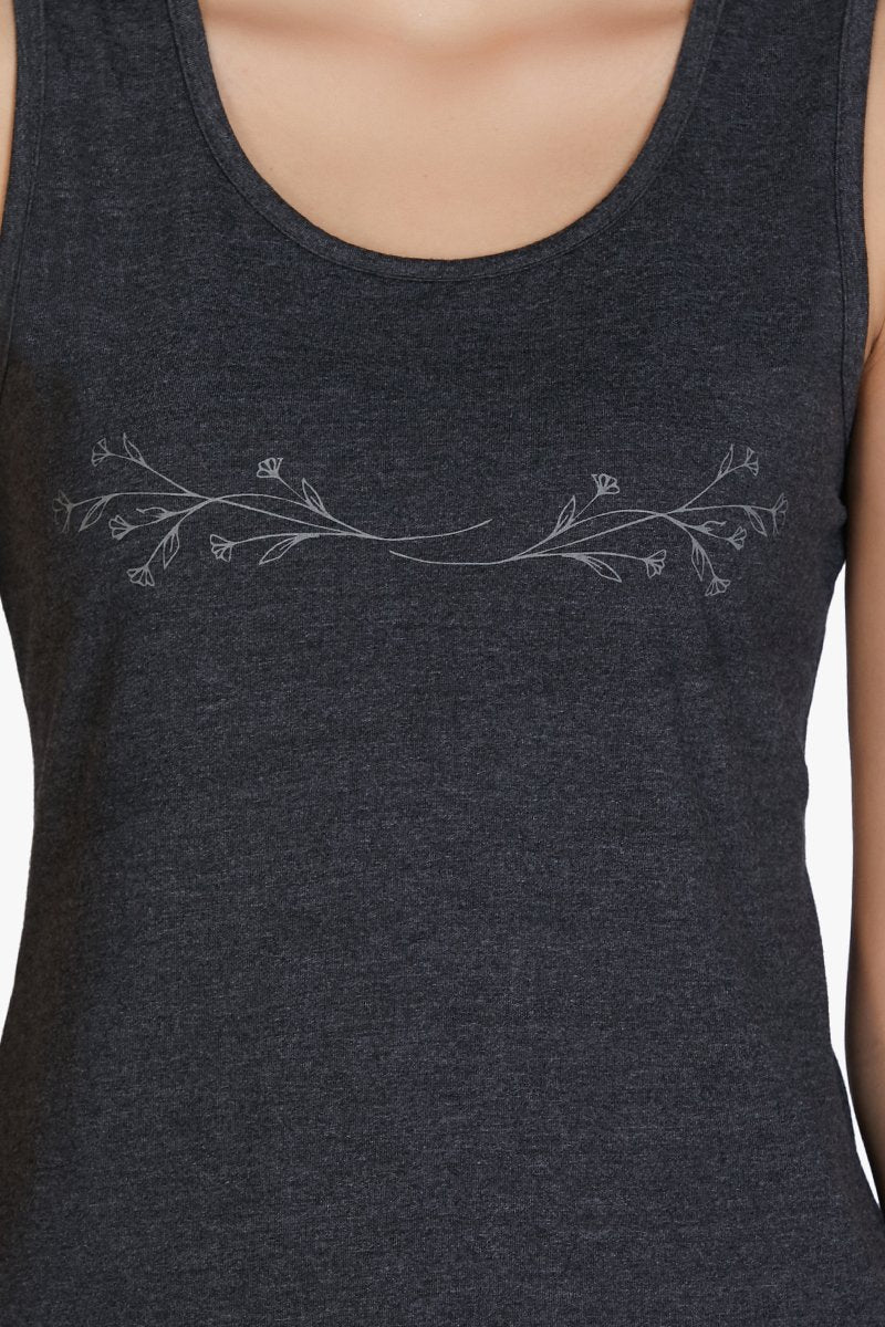 Cotton Blend Sleep Tank Top - Charcoal