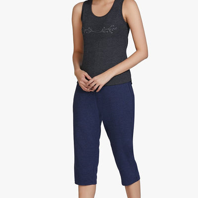 Cotton Blend Sleep Tank Top - Charcoal