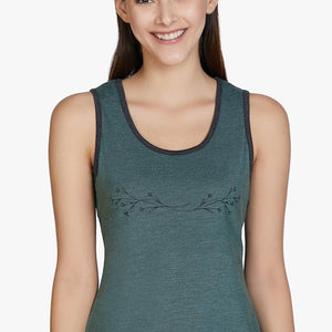 Cotton Blend Sleep Tank Top - Olive