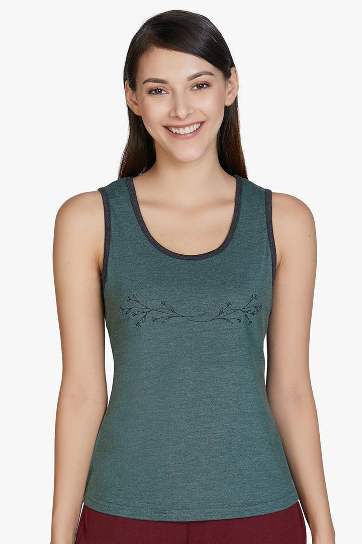 Cotton Blend Sleep Tank Top - Olive