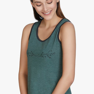 Cotton Blend Sleep Tank Top - Olive