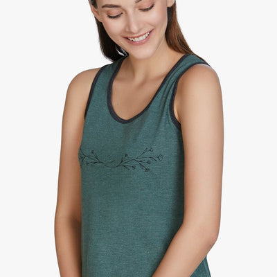 Cotton Blend Sleep Tank Top - Olive