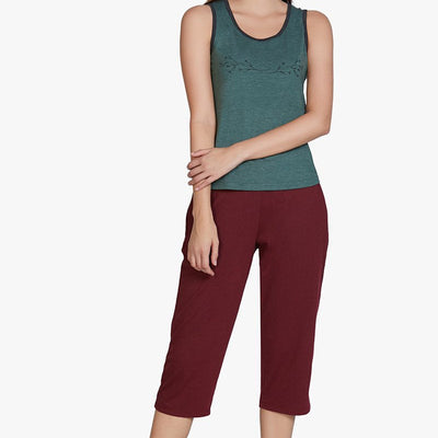Cotton Blend Sleep Tank Top - Olive