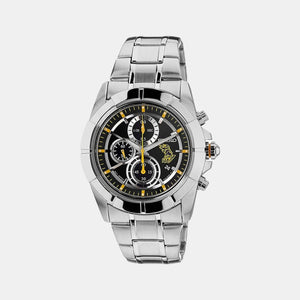 Dress Men Quartz Black Dial Chronograph Stainless Steel Watch SNDF13P1