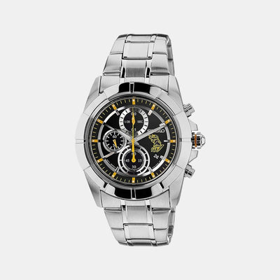 Dress Men Quartz Black Dial Chronograph Stainless Steel Watch SNDF13P1