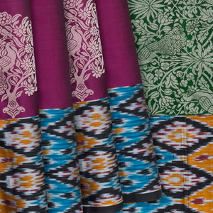 Crimson Soft Silk Saree With Peacock Motif Buttas-Crimson