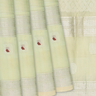 Mint Green Handloom Chirala Soft Silk Saree With Annam Motifs-Mint Green