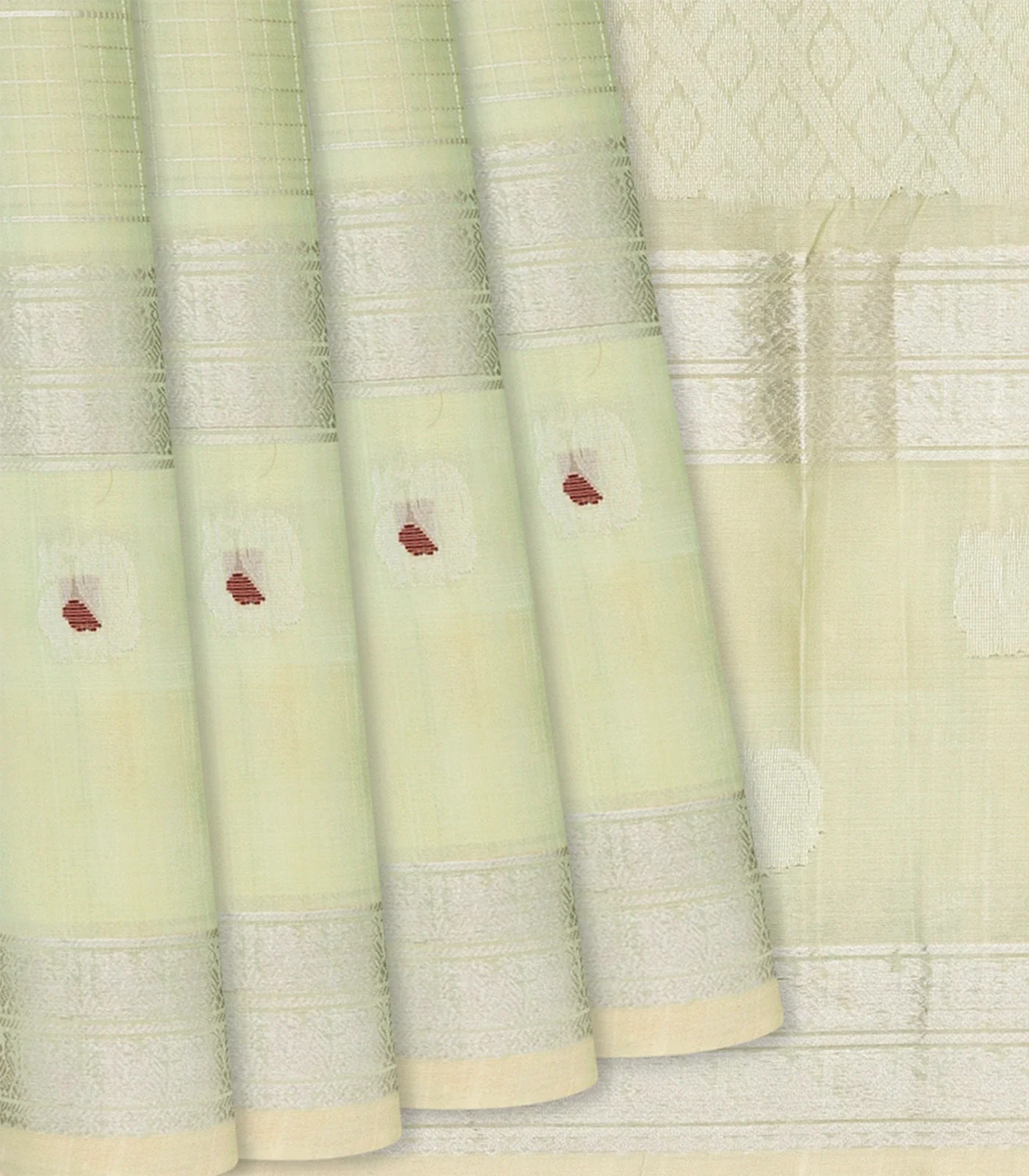 Mint Green Handloom Chirala Soft Silk Saree With Annam Motifs-Mint Green