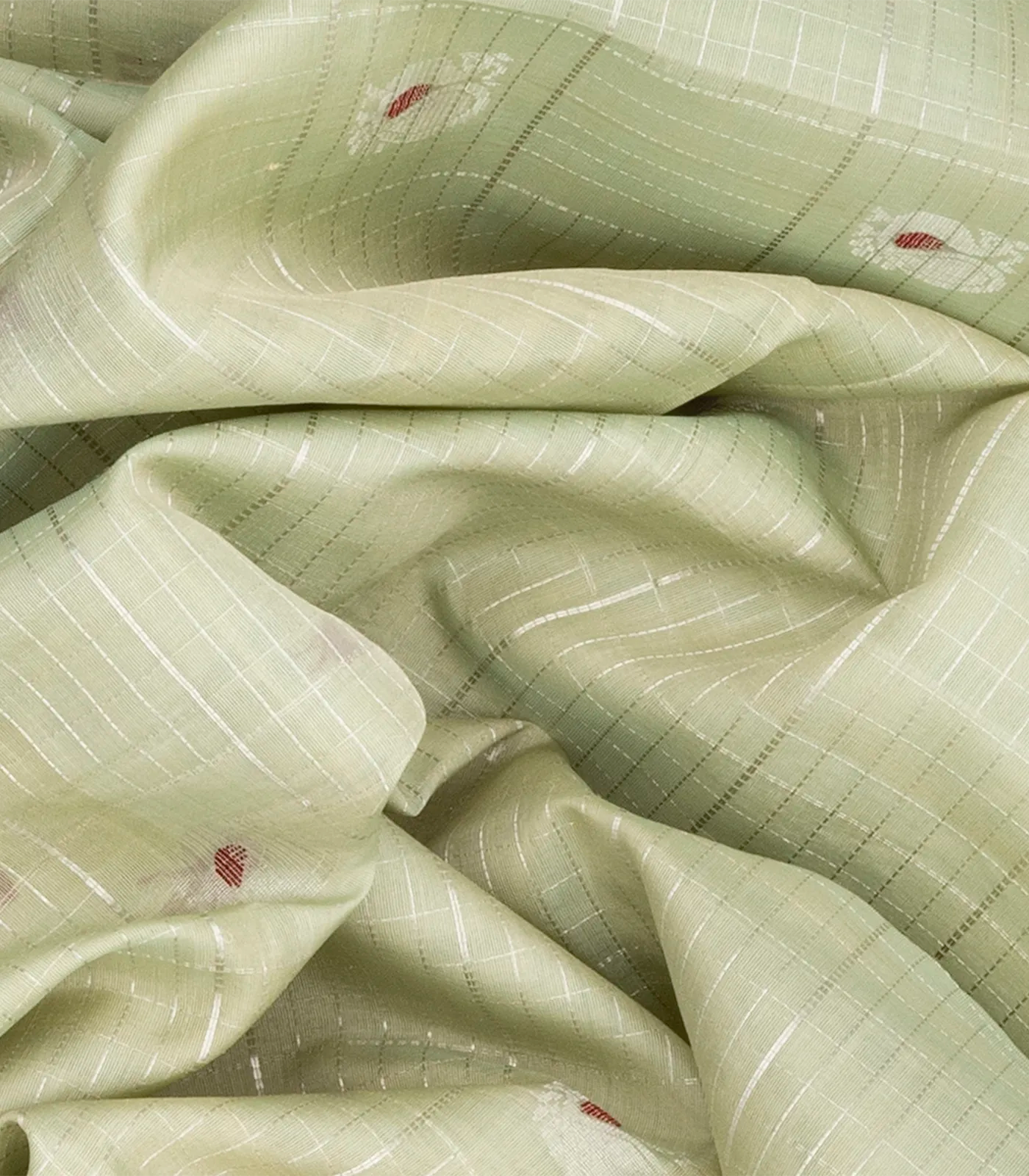 Mint Green Handloom Chirala Soft Silk Saree With Annam Motifs-Mint Green