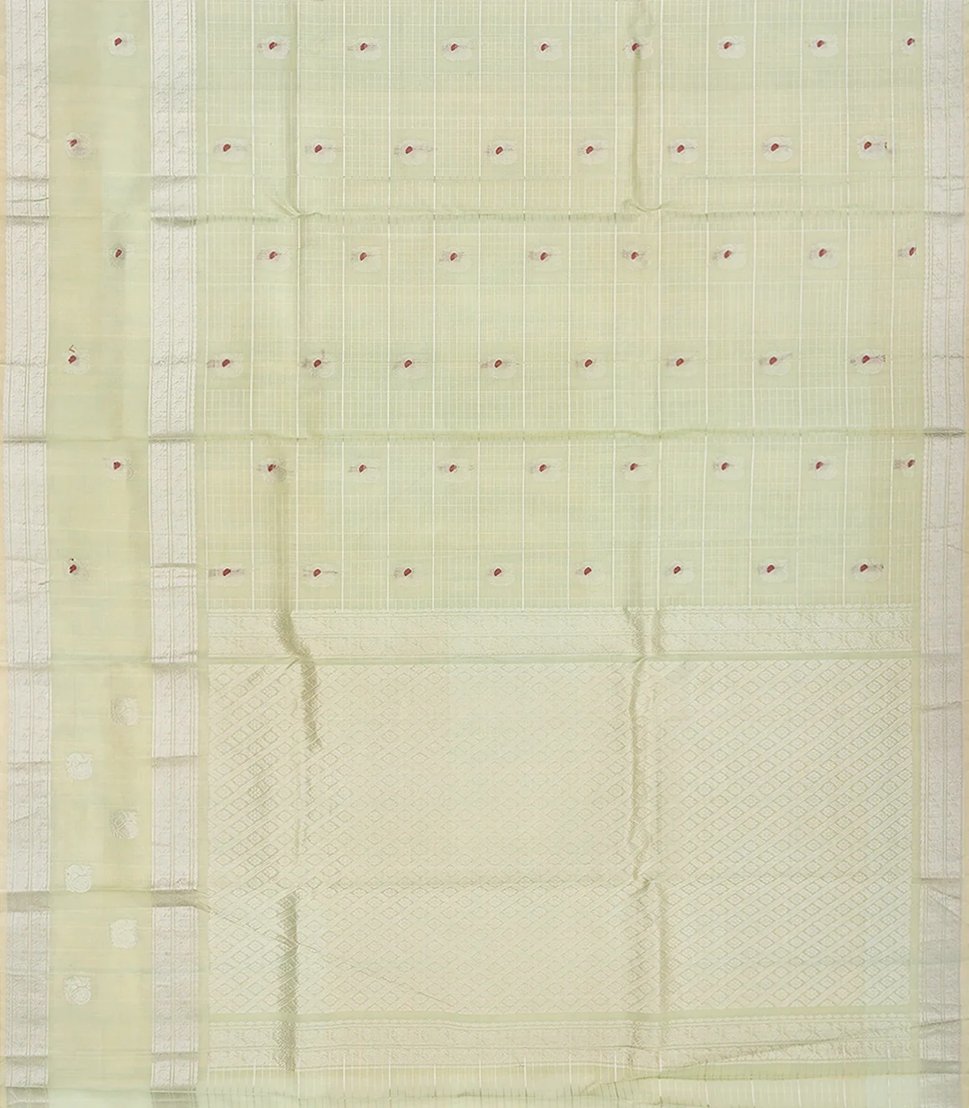 Mint Green Handloom Chirala Soft Silk Saree With Annam Motifs-Mint Green