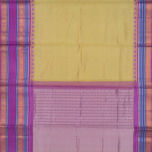 Yellow Handloom Chirala Soft Silk Saree With Purple Border-Yellow
