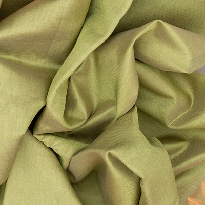 Cardamom Green Handloom Chirala Soft Silk Saree With Mustard Border-Cardamom Green