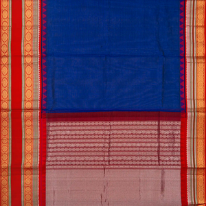 Blue Handloom Chirala Soft Silk Saree With Red Border-Blue