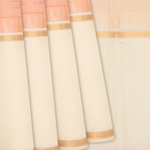 Light Peach Handloom Chirala Soft Silk Saree With Zari Checks-Light Peach
