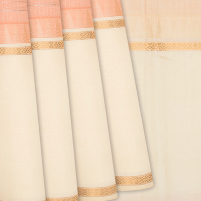 Light Peach Handloom Chirala Soft Silk Saree With Zari Checks-Light Peach