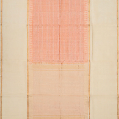 Light Peach Handloom Chirala Soft Silk Saree With Zari Checks-Light Peach