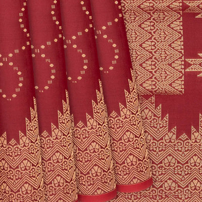 Crimson Handloom Soft Silk Saree With Jaal Motifs-Crimson
