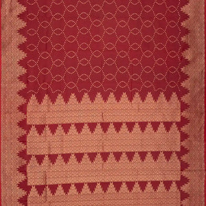 Crimson Handloom Soft Silk Saree With Jaal Motifs-Crimson