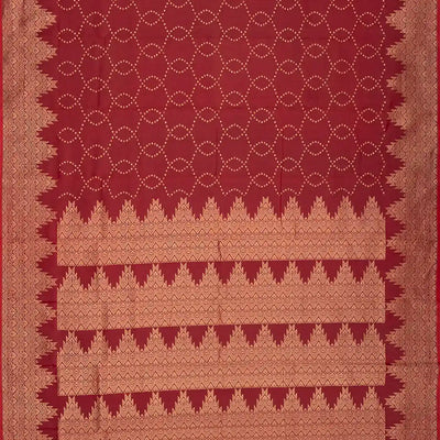 Crimson Handloom Soft Silk Saree With Jaal Motifs-Crimson