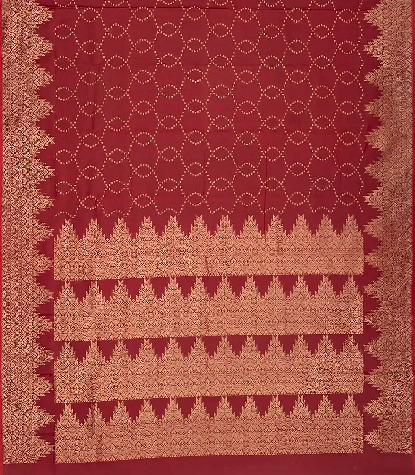 Crimson Handloom Soft Silk Saree With Jaal Motifs-Crimson