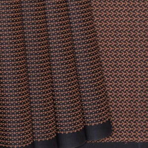 Black Soft Silk Saree With Dots & Stripes-Black