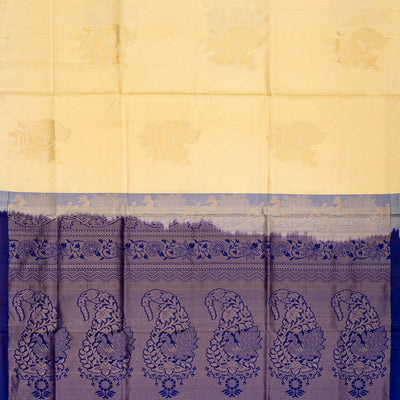 Sandal Handloom Soft Silk Saree With Peacock Motif Buttas-Sandal