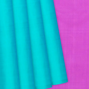 Turquoise Handloom Soft Silk Saree With Contrast Pallu-Turquoise