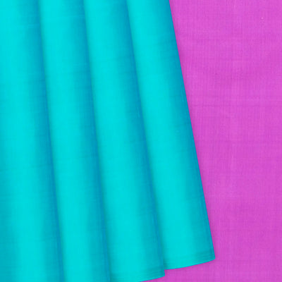 Turquoise Handloom Soft Silk Saree With Contrast Pallu-Turquoise