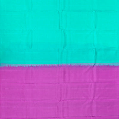 Aquamarine Handloom Soft Silk Saree With Contrast Pallu-Aquamarine