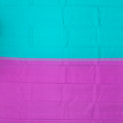 Turquoise Handloom Soft Silk Saree With Contrast Pallu-Turquoise