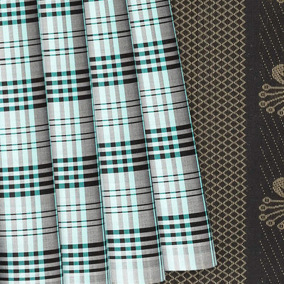 Grey Handloom Soft Silk Saree With Checks-Grey