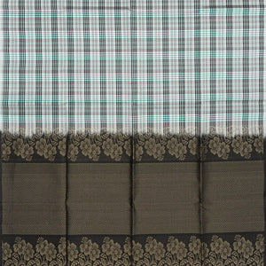 Grey Handloom Soft Silk Saree With Checks-Grey