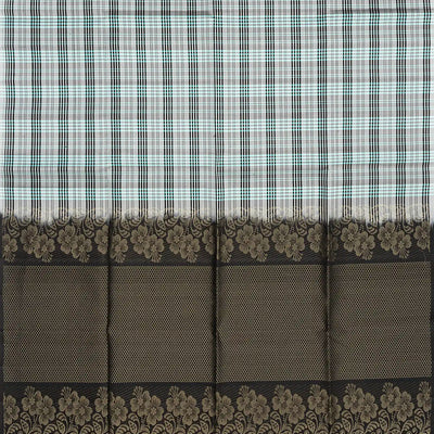 Grey Handloom Soft Silk Saree With Checks-Grey
