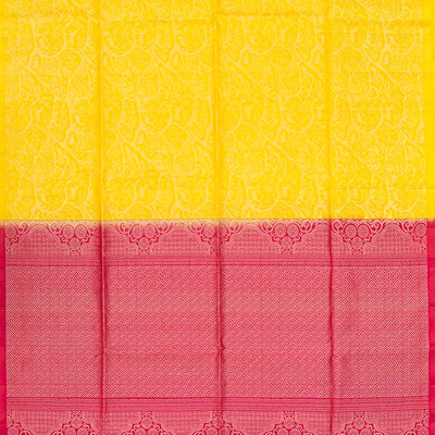 Yellow Handloom Soft Silk Saree With Deer Motifs-Yellow