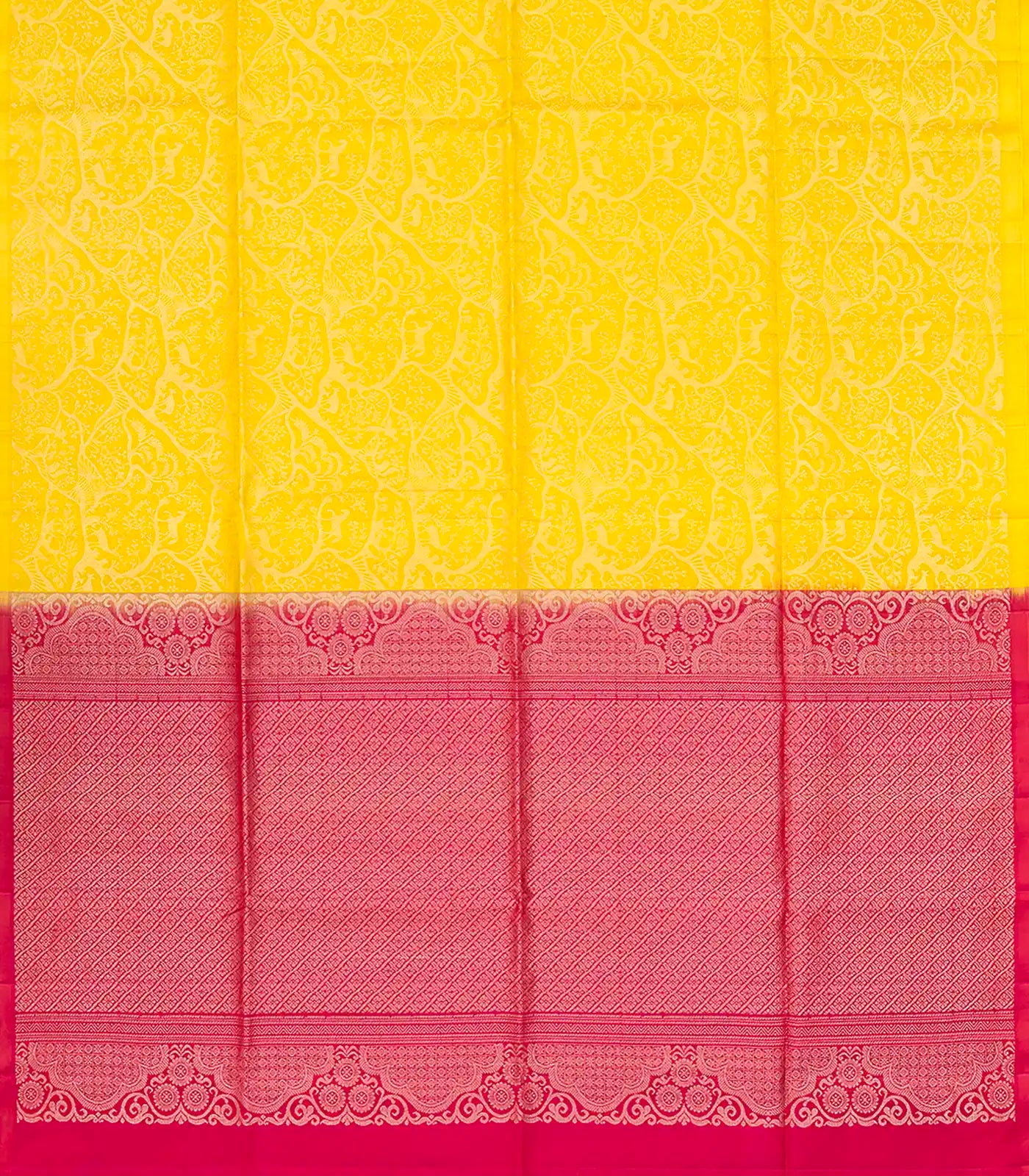 Yellow Handloom Soft Silk Saree With Deer Motifs-Yellow
