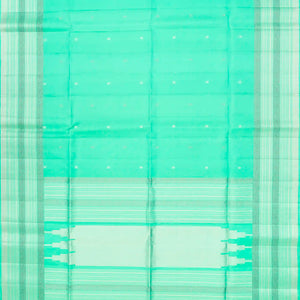 Aquamarine Handloom Soft Silk Saree With Floral Buttas-Aquamarine