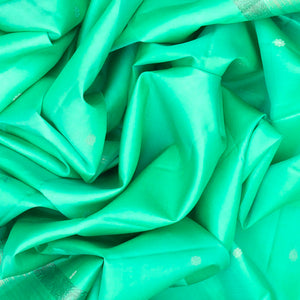 Aquamarine Handloom Soft Silk Saree With Floral Buttas-Aquamarine