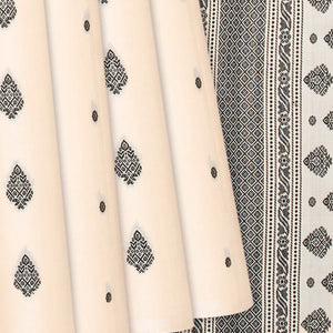 Cream Handloom Soft Silk Saree With Floral Motifs-Cream