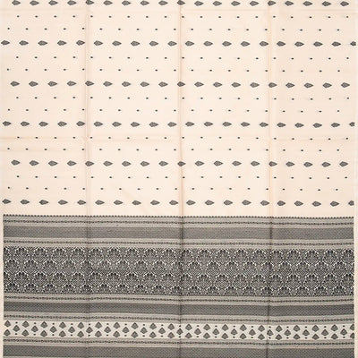 Cream Handloom Soft Silk Saree With Floral Motifs-Cream